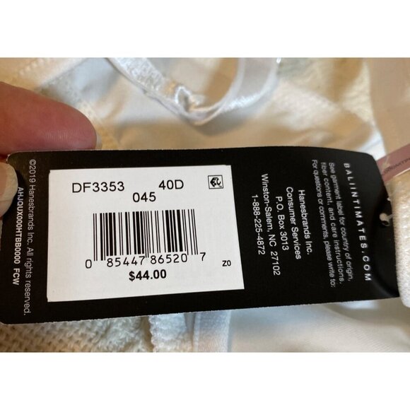 Bali Lift Women’s Underwire Bra 40D Smooth Satin White Adjustable Straps‎ - Picture 7 of 8